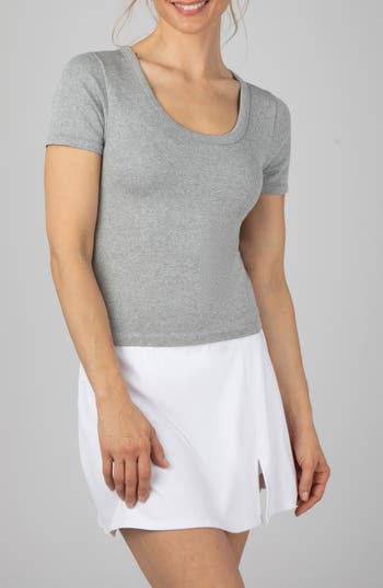 90 Degree By Reflex Seamless Scoop Neck 3-pack T-shirt Set In White/heather Grey/black