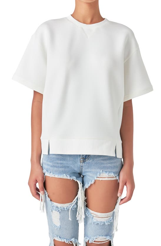 Grey Lab Scuba Short Sleeve Sweatshirt In Off White