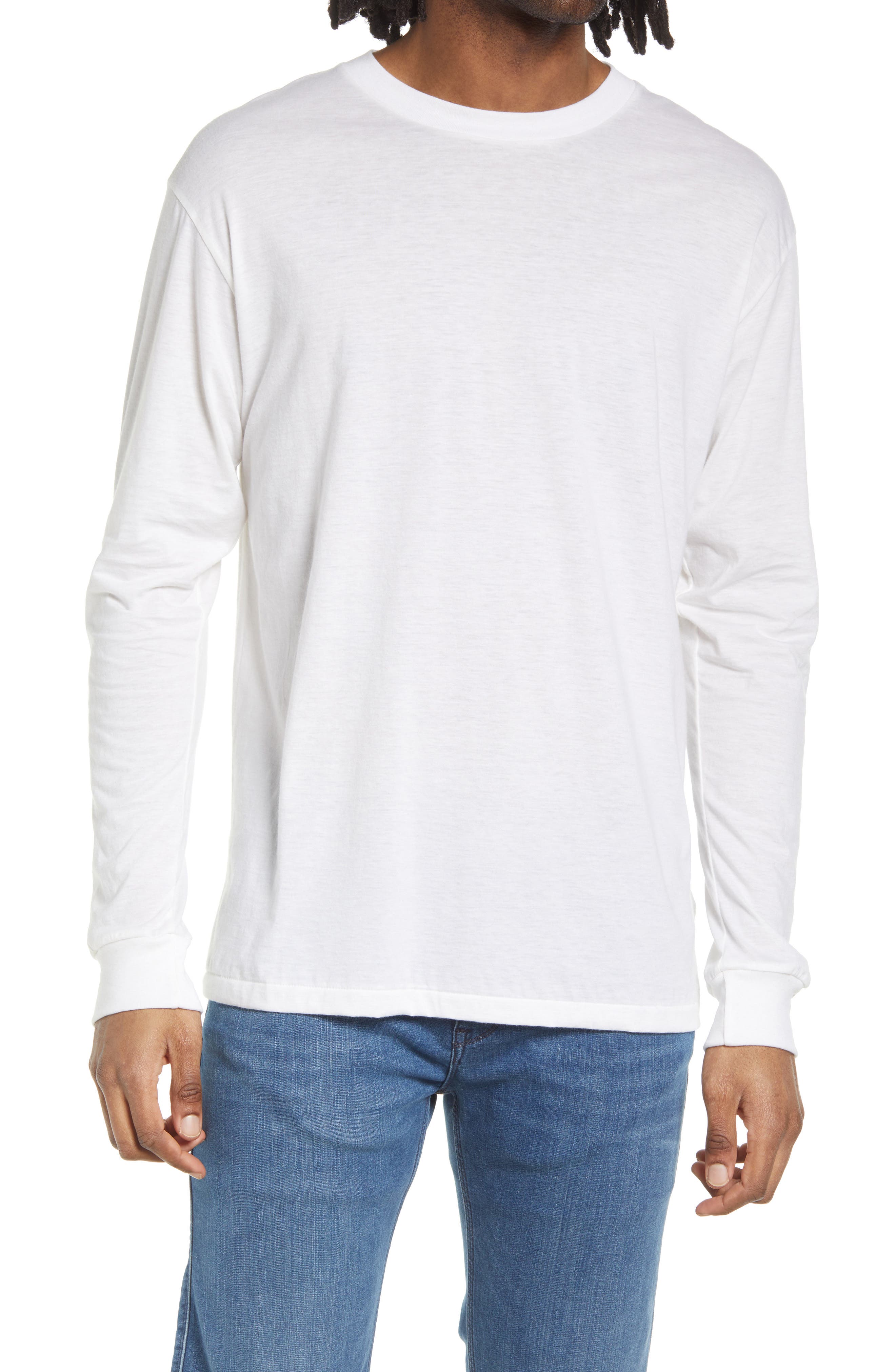 John Elliott Men's Long Sleeve Cotton & Cashmere T-Shirt in White at Nordstrom, Size Small