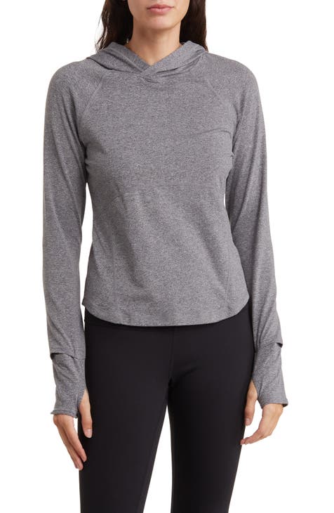 Apana Womens Luxe Activewear Long Sleeve Cowl Neck Cool Tone Gray