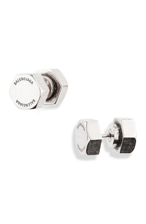 Balenciaga Double Screw Garage Stud Earrings in Antique Silver at Nordstrom