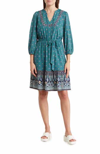 Lucky Brand embellished beaded mixed print dress size large