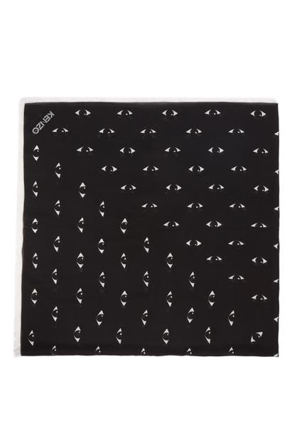 Click to view more detailed imagery on our partner's website Kenzo Multi Eyes Square Modal & Silk Scarf In Black