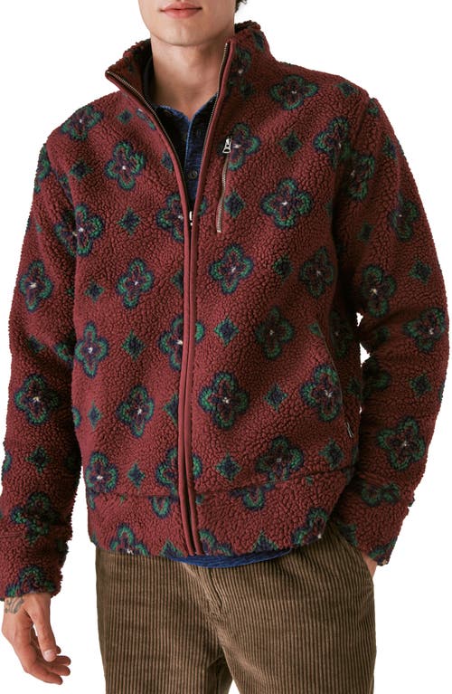 Lucky Brand Print High Pile Fleece Jacket in Red Multi at Nordstrom, Size X-Large