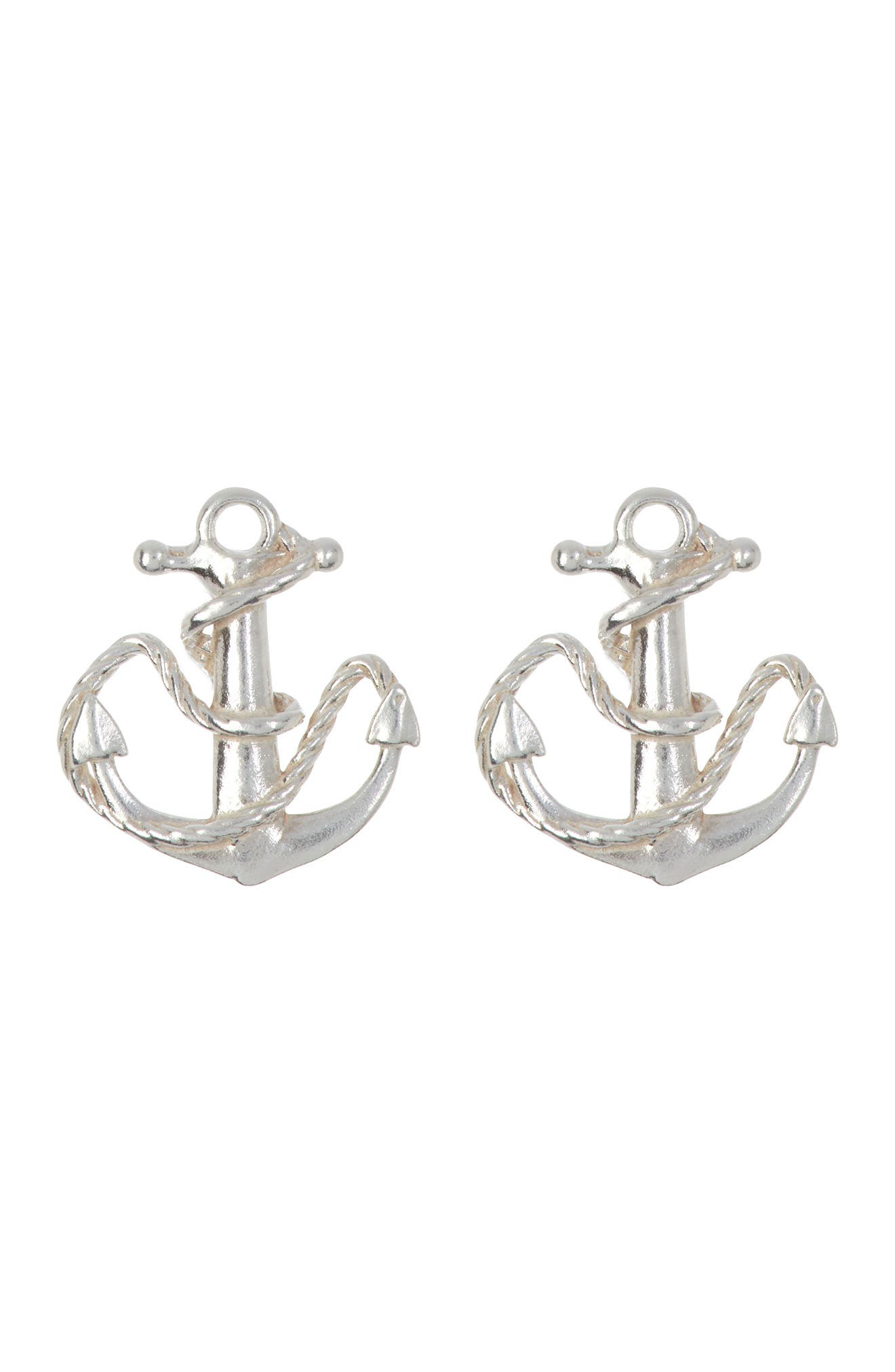 Alex And Ani Anchor Stud Earrings In Silver