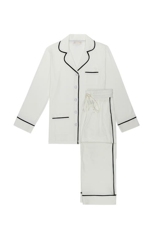 Kip. Kip Luxe Stretch Cotton Pajama Set In Pearl