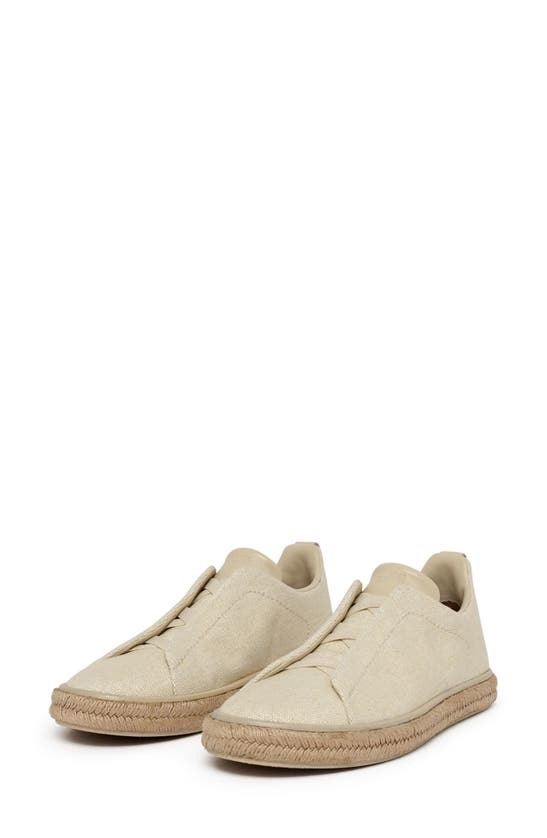 Zegna Men's Off White Linen Triple Stitch Espadrilles