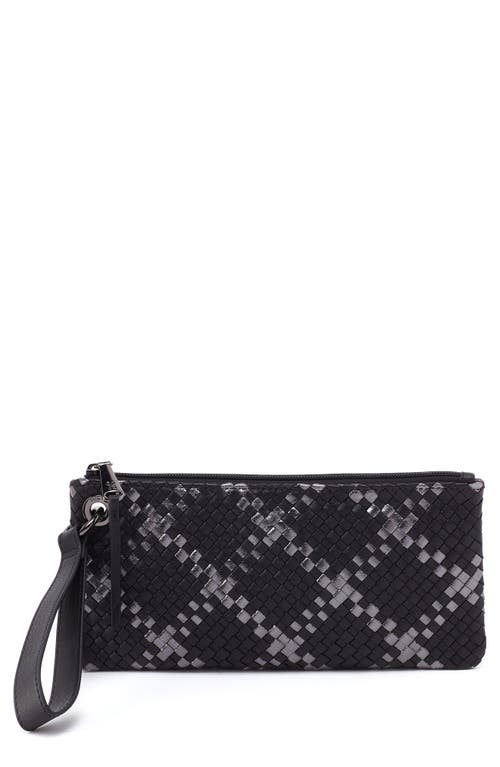 HOBO 'Vida' Leather Clutch in Black Metallic Woven 