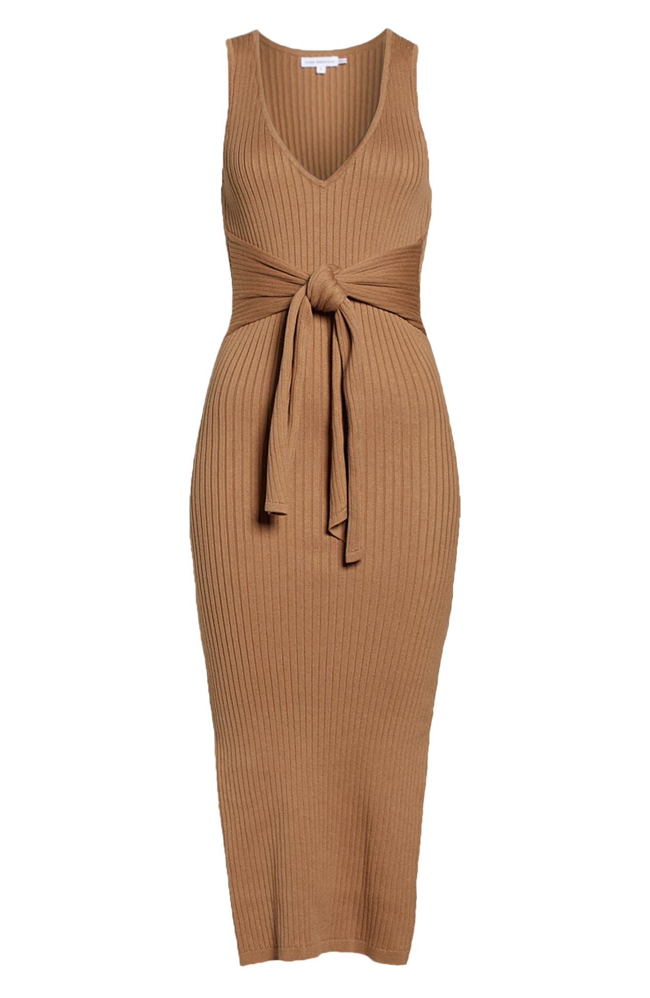 Good American Rib Knit Tie Waist Midi 