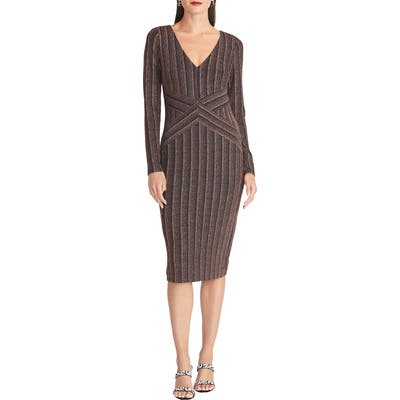 Rachel Rachel Roy Quinn Long Sleeve Sheath Dress, Metallic
