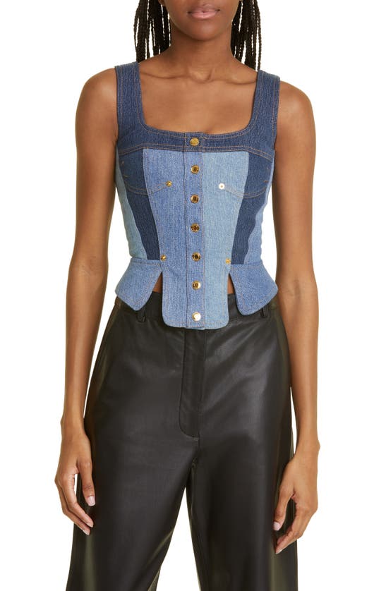 MARINE SERRE REGENERATED DENIM BUSTIER