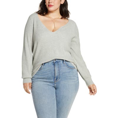 Plus Size Leith Shaped Neck Sweater, Grey