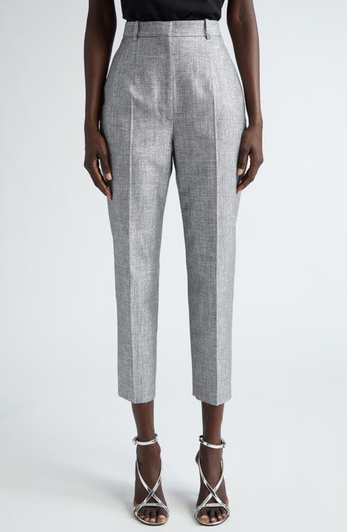 Alexander McQueen High Waist Cigarette Trousers Silver at Nordstrom, Us