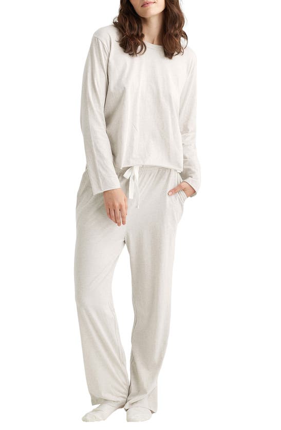 Shop Papinelle Jada Long Sleeve Cotton Pajama Top In Ecru