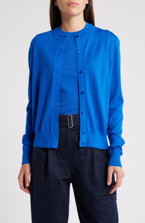 Hugo Boss Boss Fadenasi Wool Cardigan Sweater In Sonic Blue