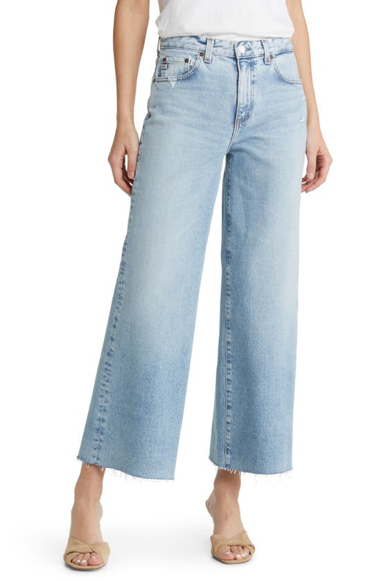 AG SAIGE RAW HEM HIGH WAIST ANKLE WIDE LEG JEANS