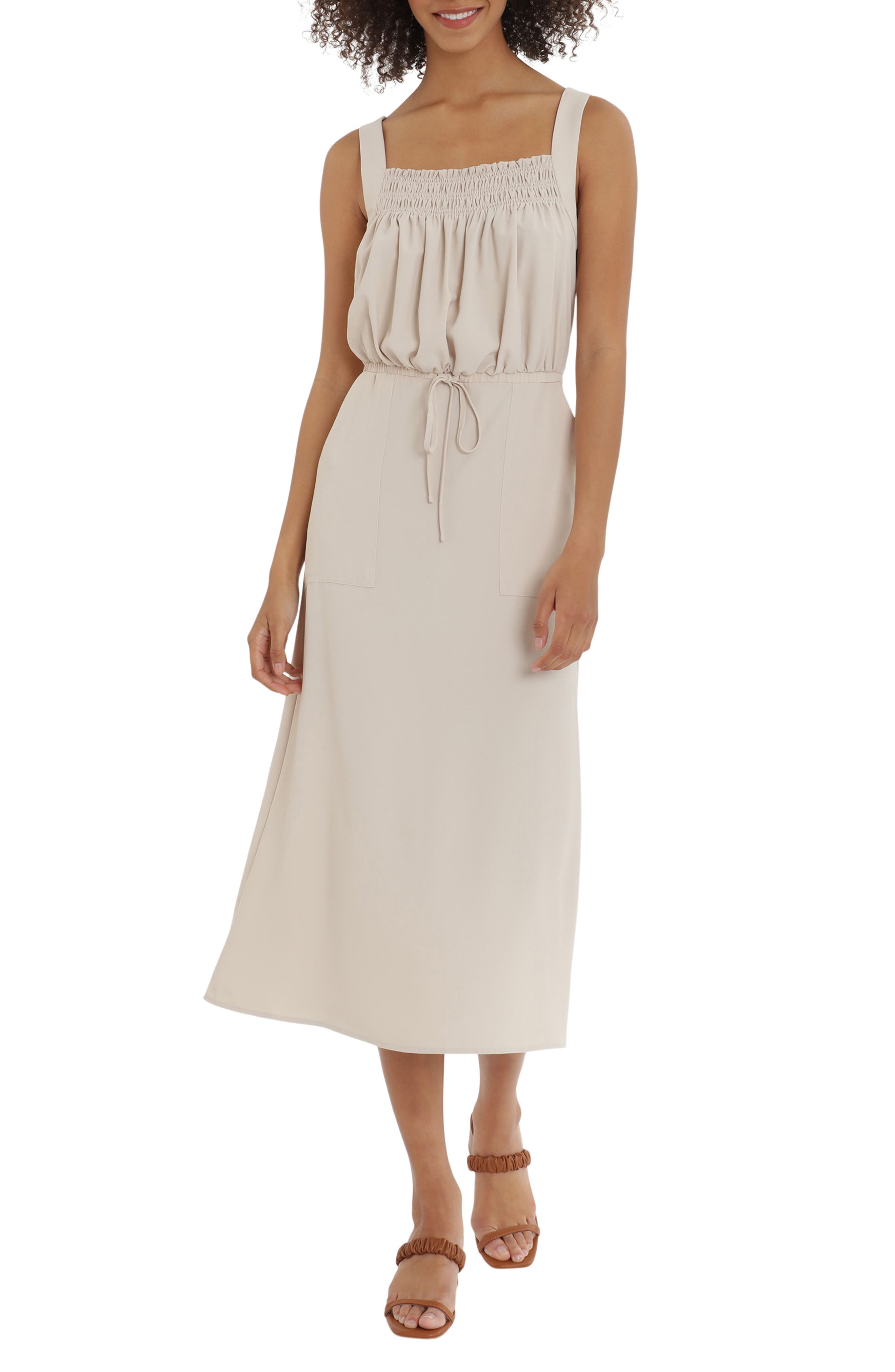 leith pleated midi dress