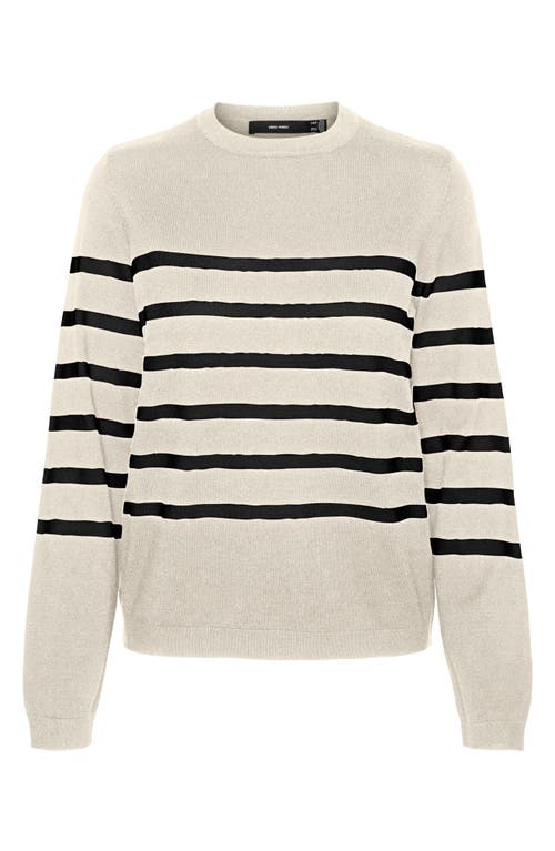 Vero Moda Saba Stripe Sweater In Birch Stripes Black