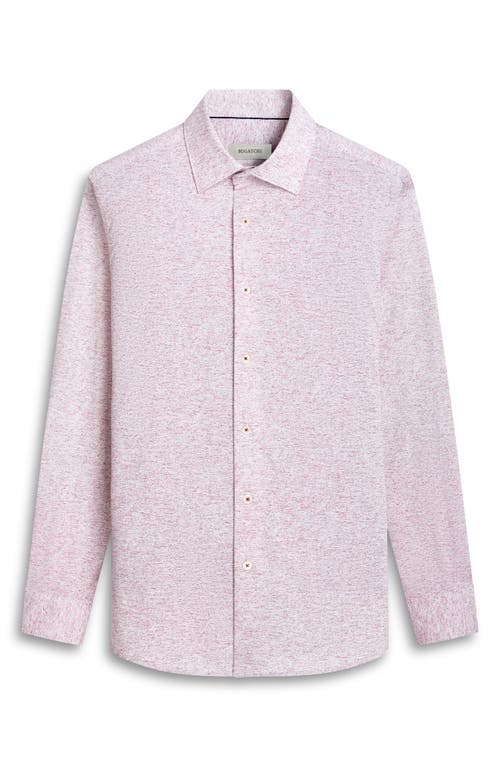 Shop Bugatchi James Ooohcotton® Heathered Button-up Shirt In Ruby