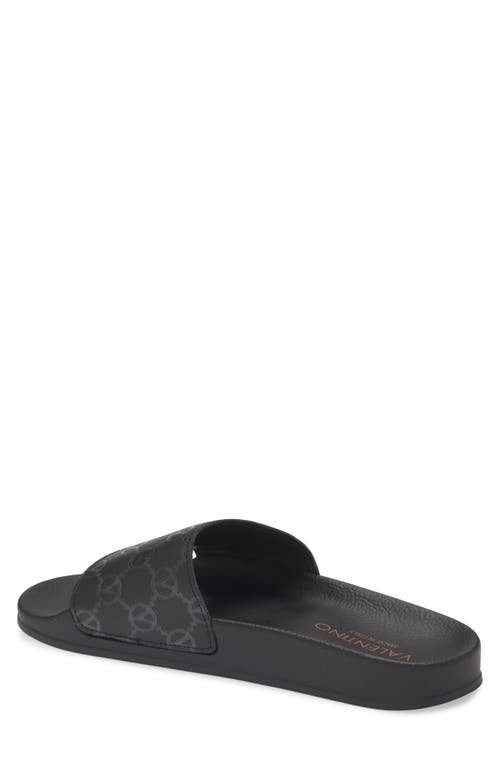 Valentino By Mario Valentino Eros Monogram Slide Sandal In Black