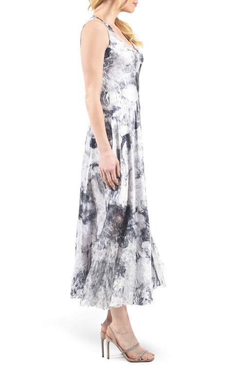 Shop Komarov Lace-up Back Charmeuse Maxi Dress In Watercolor Floral