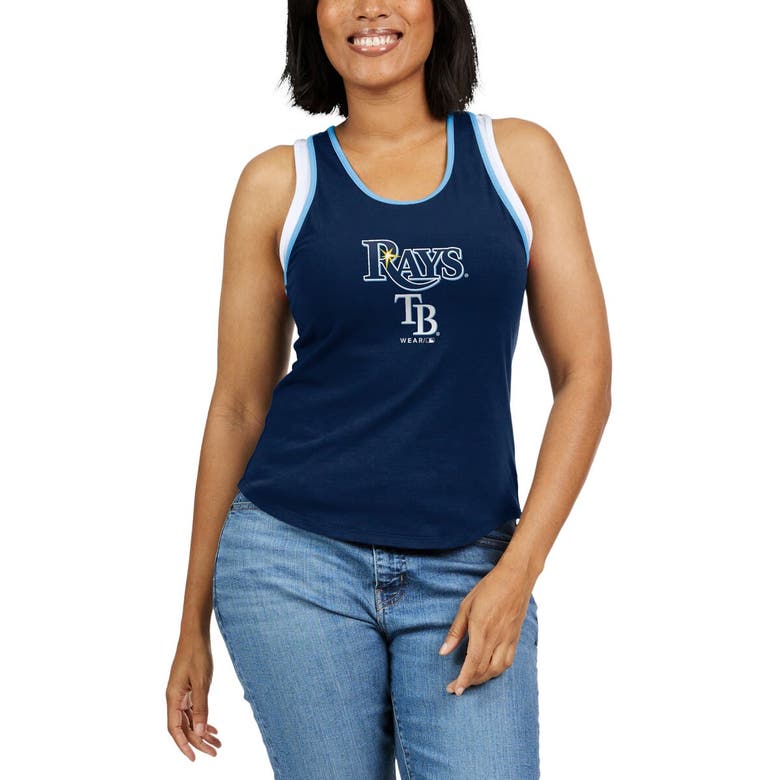 Shop Wear By Erin Andrews Navy Tampa Bay Rays Colorblock Racerback Tank Top