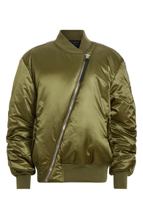 Shop Allsaints Roomer Puffer Bomber Jacket In Khaki Green