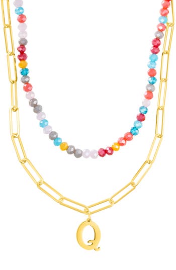 Adornia Initial Layered Necklace In Multi-q