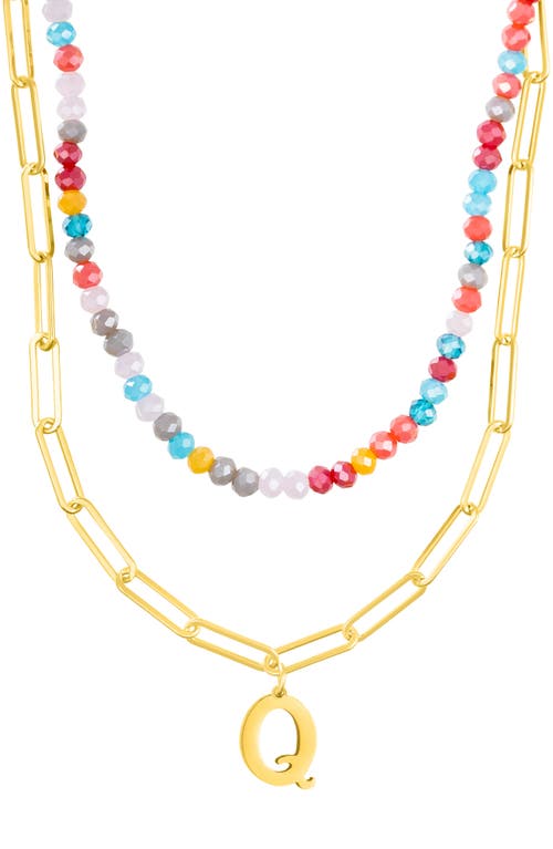 Adornia Initial Layered Necklace In Multi-q