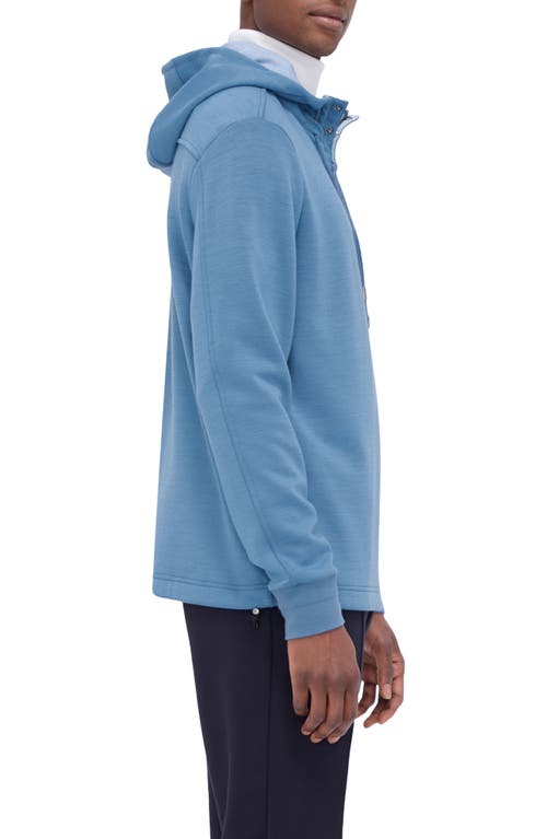 Shop Bugatchi Wool & Nylon Quarter Zip Hoodie In Cobalt