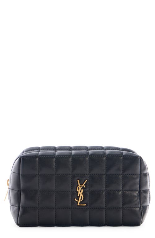 Saint Laurent Small Cassandre Quilted Leather Cosmetic Pouch in Nero at Nordstrom