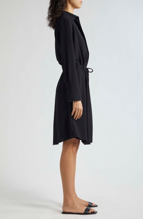 Shop Emporio Armani Long Sleeve Faux Wrap Shirtdress In Solid Black