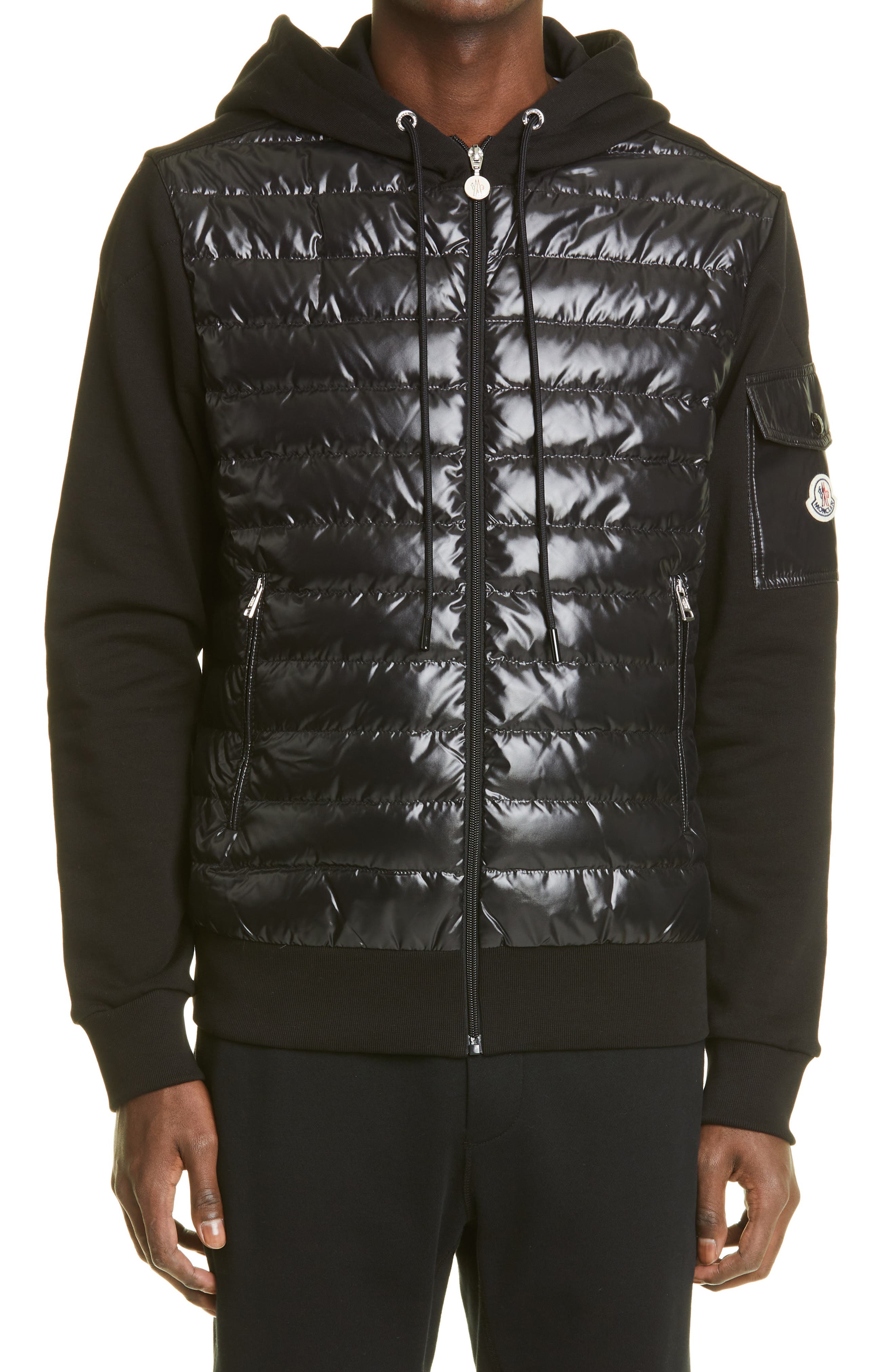 moncler stripe hybrid full zip black