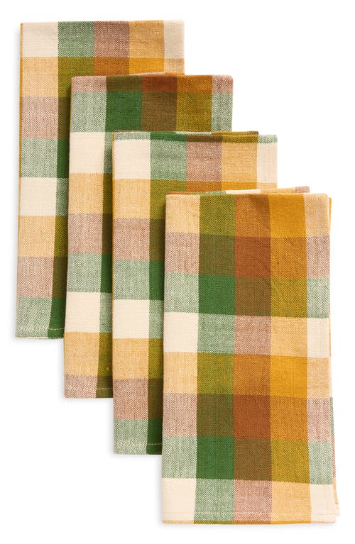 Heather Taylor Home Set of 4 Plaid Napkins in Gingham Oak 