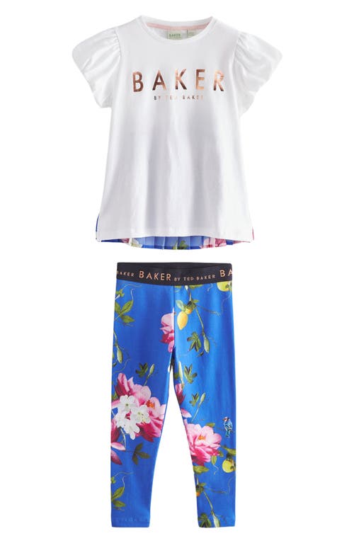 Baker by Ted Kids' Colorblock Graphic Cotton T-Shirt & Leggings Set Blue at Nordstrom,