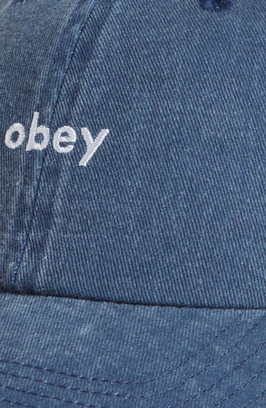 Shop Obey Logo Cotton Twill Baseball Cap In Pigment Navy