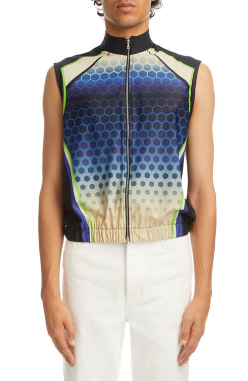 Dries Van Noten Herlew Front Zip Sleeveless Shirt in 504 - Blue