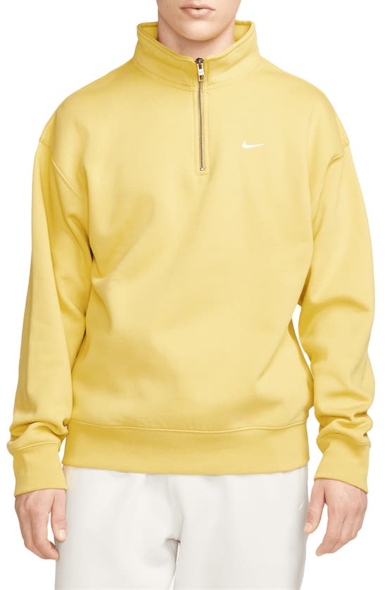 Nike Solo Swoosh Oversize Quarter Zip Sweatshirt In Yellow