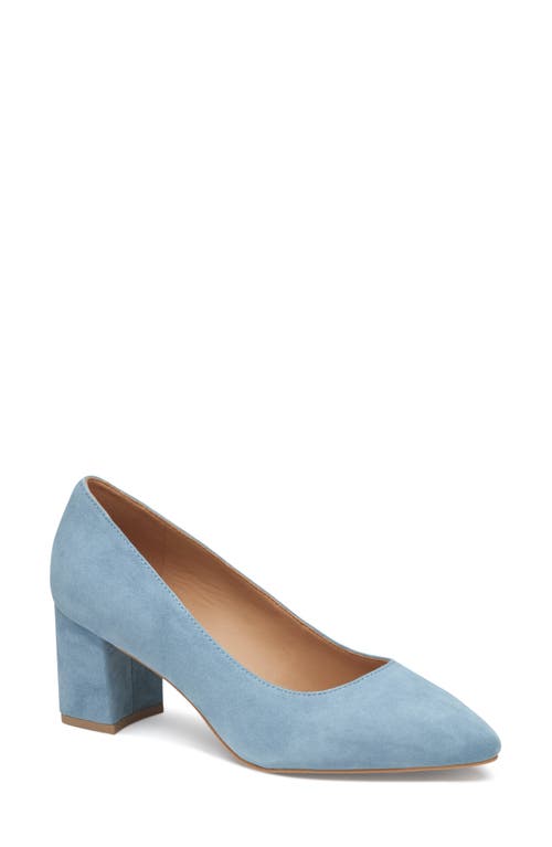 Shop Johnston & Murphy Vicki Block Heel Pump In Slate Blue Suede