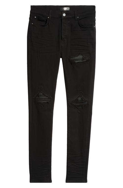 Amiri Slim Fit Distressed Trousers With Rivet Detailing In Black Od