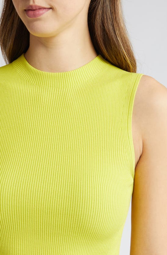 Shop Hugo Boss Feskies Rib Funnel Neck Sleeveless Sweater In Tennis Yellow