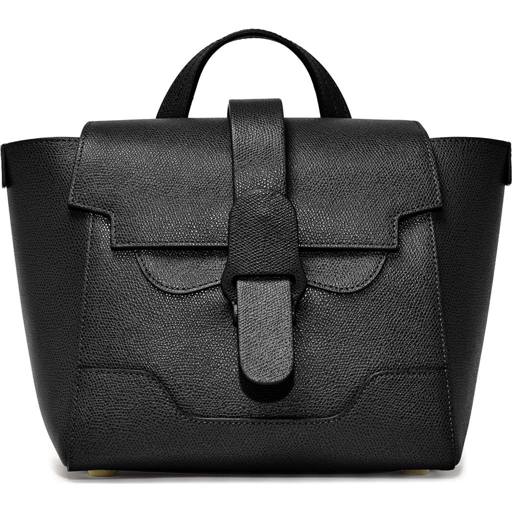 Senreve Mini Maestra Pebbled Leather 4-way Convertible Handbag In Noir