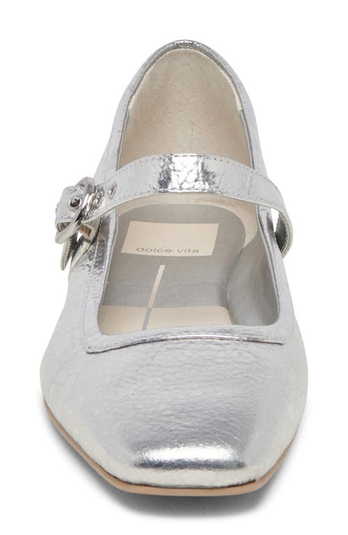 Shop Dolce Vita Rodni Mary Jane Flat In Silver Distressed Leather