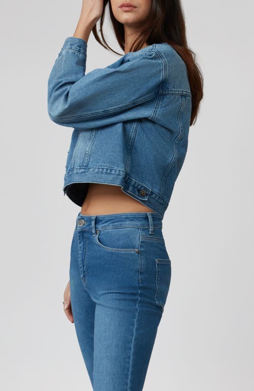 Shop Lola Jeans Aurora Cropped Denim Jacket In Morning Day Light