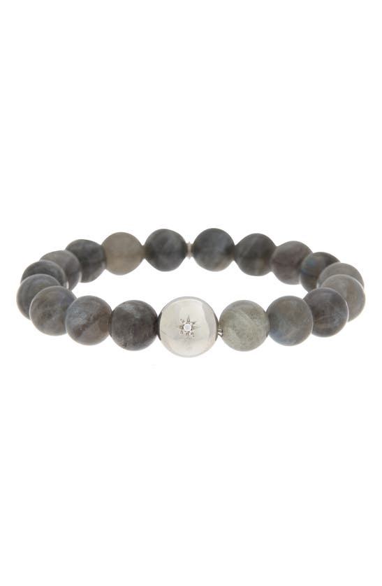 Anzie Sterling Silver White Topaz & Labradorite Beaded Stretch Bracelet In Black