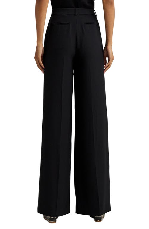 Shop Lauren Ralph Lauren Double Faced Georgette Wide Leg Pants In Black