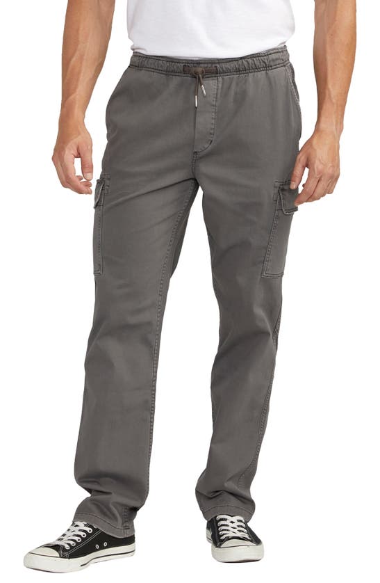 Shop Silver Jeans Co. Pull-on Twill Cargo Pants In Dark Grey