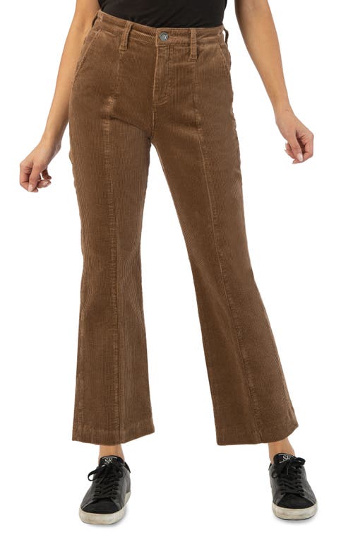 KUT from the Kloth Etta Front Seam High Waist Ankle Flare Corduroy Pants in Chestnut