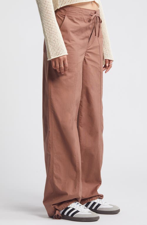 Shop Bp. Stretch Cotton Poplin Drawstring Pants In Brown Topaz