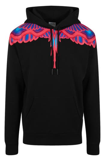 Marcelo Burlon County Of Milan Curved Wings-print Hoodie In Black